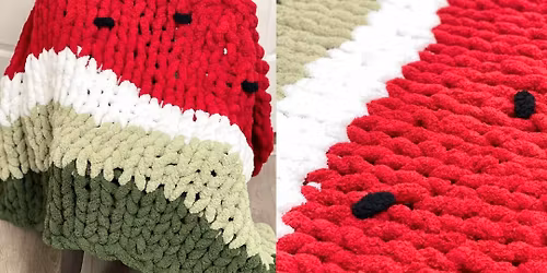 Watermelon Chunky Knit Blanket Making