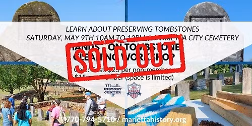 SOLD OUT--Tombstone Cleaning Workshop 