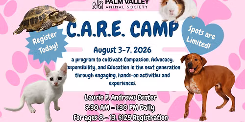 August C.A.R.E. Camp at PVAS Laurie Andrews! August 3-7th!\ud83d\udc3e\ud83d\udcda