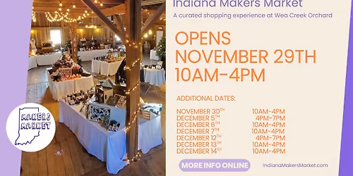 Holiday Pop-Up Indiana Makers Market at Wea Creek Orchard