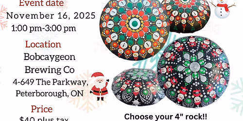 Peterborough-Holiday Dot-Painting Workshop: Snowman or Santa 4" Rock
