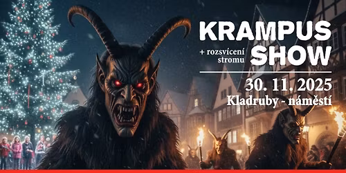 Krampus show a rozsv\u00edcen\u00ed v\u00e1no\u010dn\u00edho stromu