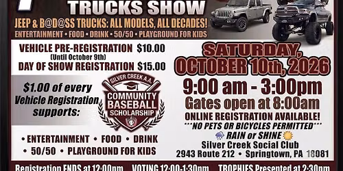 1st Annual Jeep & B@D@SS Trucks Show at Silver Creek Social Club