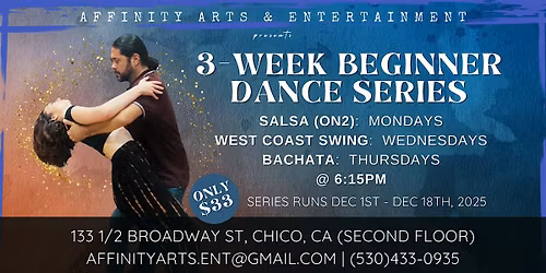 3-Week Beginner Dance Series - Salsa - Bachata - West Coast Swing