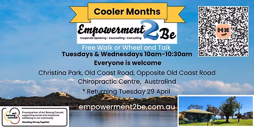 Free Empowerment2Be Act Belong Commit Walk (or wheel) and Talk - 10am Tuesdays, Wednesdays