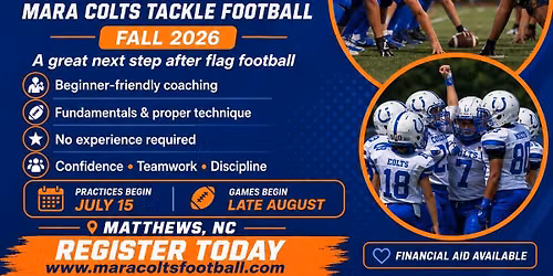 MARA Colts Tackle Football Registration \/ First Practice