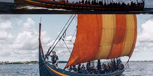 Roskildefjorden med ett vikingaskepp.