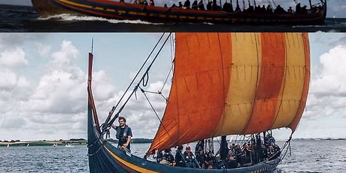 Roskildefjorden med ett vikingaskepp.