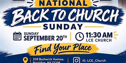 Back to Church Sunday-Find Your Place