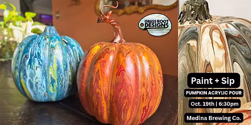 Acrylic Pour Pumpkin at Medina Brewing Co.