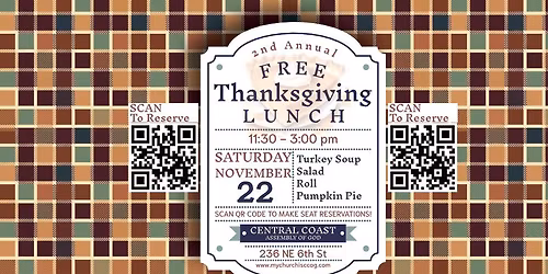 Community Thanksgiving Lunch - SATURDAY, NOV. 22