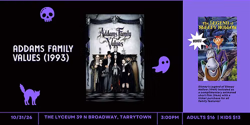 Disney's Legend of Sleepy Hollow & Addams Family Values (1993)  \u00b7  PG-13
