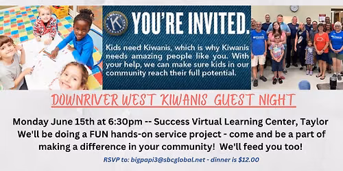 Downriver West Kiwanis Guest Night and Busy Bag for Kids Project 