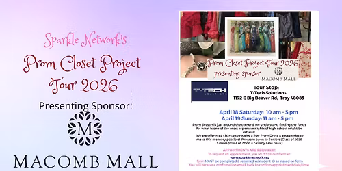 Prom Closet Project Tour 2026 T-TECH SOLUTIONS IN TROY STOP