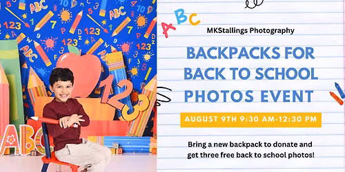Backpacks for Back to School Photos Event 