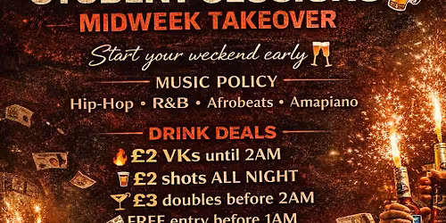 \ud83d\udd25 THURSDAY 30TH APRIL @ BASEMENT \ud83d\udd25 \ud83c\udf93 STUDENT SESSIONS \u2013 MIDWEEK TAKEOVER