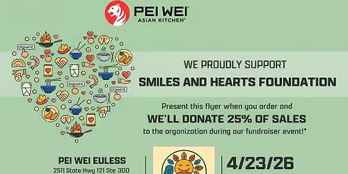 Pei Wei fundraiser for Smiles & Hearts