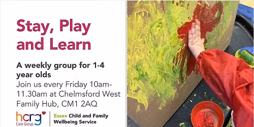 Stay, Play and Learn sessions for 1-4 year olds @ Chelmsford West Family Hub- every Friday 10-1130