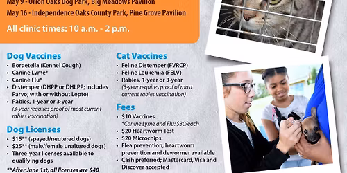 Clarkston - Independence Oaks Park Dog & Cat Shots and More Wellness Clinic