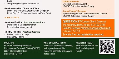 Beef Cattle Herd Improvement and Pasture Management workshop