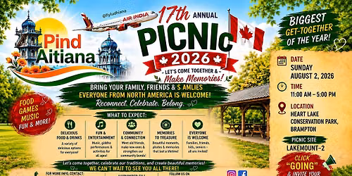     17th Annual Pind Aitiana Family Picnic 2026, Brampton
