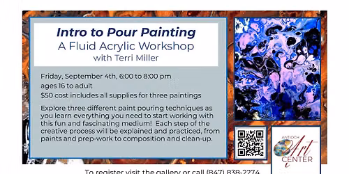 Intro to Pour Painting: A Fluid Acrylic Workshop with Terri Miller Friday, Sept 4th, 6:00 to 8:00 pm