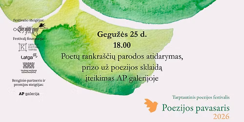 Poet\u0173 rankra\u0161\u010di\u0173 parodos atidarymas ir prizo u\u017e poezijos sklaid\u0105 \u012fteikimas