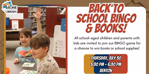 Back to School Bingo and Books - Benton