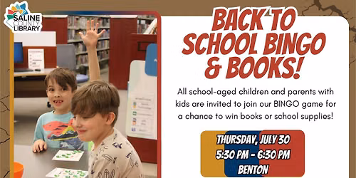Back to School Bingo and Books - Benton