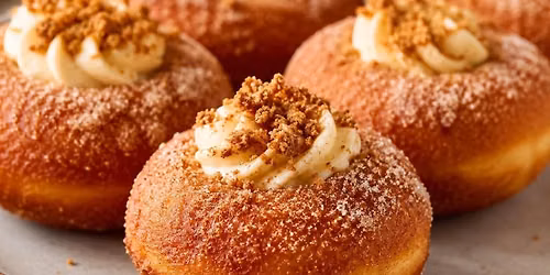 Pumpkin Cheesecake Doughnuts with Toasted Milk Crumble \u2014 Florida Academy of Baking