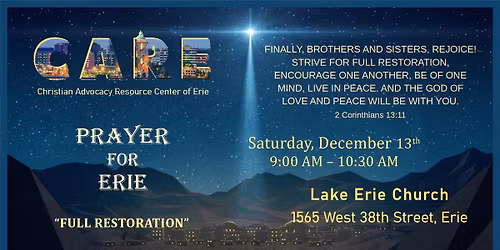 Prayer & Intercession for Erie - 'Full Restoration' 