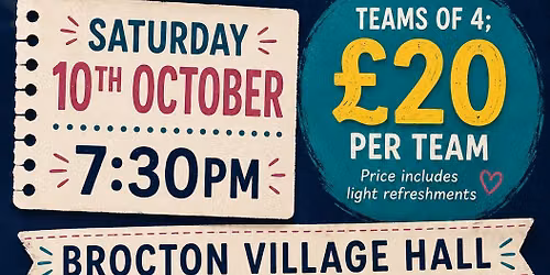 Quiz Night at Brocton Village Hall