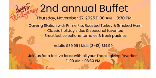 \ud83e\udd83\u2728 2nd Annual Thanksgiving Buffet at Verf\u2019s! \u2728\ud83e\udd83