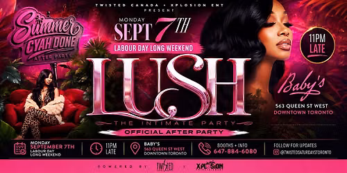 LUSH | Babys Nightclub | The Intimate Party | Monday Sept 7