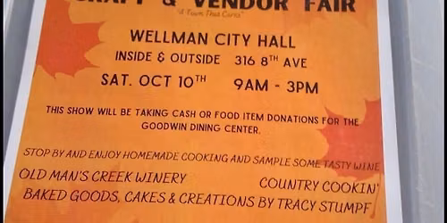 WELLMAN'S 5th ANNUAL CRAFT & VENDOR FAIR