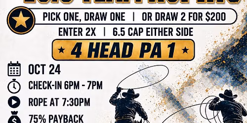 10.5 Team Roping 4 Head PA1 - P1D1\/D2 $200