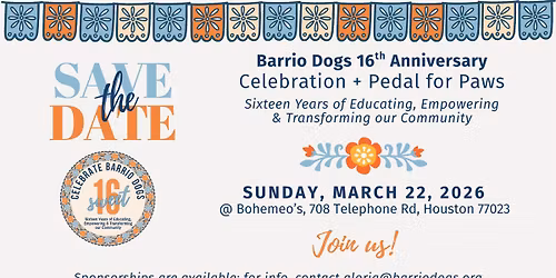 Barrio Dogs 16th Anniversary Celebration + Pedal for Paws