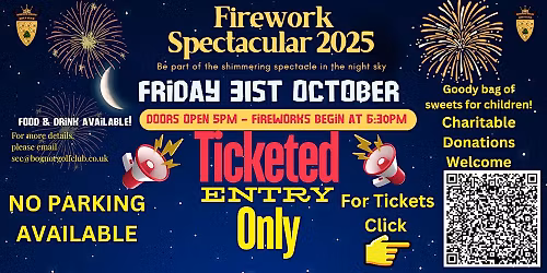 Firework Spectacular 2025 at Bognor Regis Golf Club -Ticketed Event
