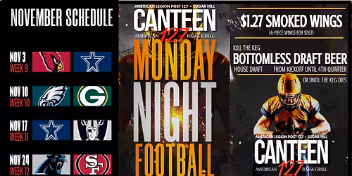 MONDAY NIGHT FOOTBALL - Smoked Wings & Bottomless Draft
