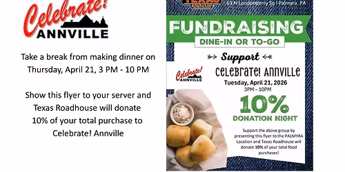 Celebrate! Annville Fundraiser at Texas Roadhouse