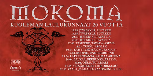13.-14.03.2026 Mokoma \/ Lutakko (2 keikkaa)