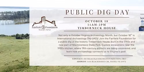 International Archaeology Day - Public Dig at Timberneck