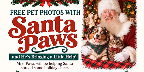 Free Pet Photos with Santa Paws