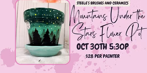 Mountains Under the Stars Flower Pot