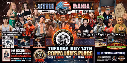 Berwick, PA - Little Mania Mini Wrestling @ Poppa Lou's Place