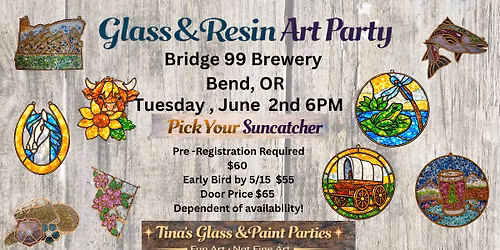 6\/2\/26 Tuesday 6PM\u2728Crushed Glass & Resin Sun Catchers Party at Bridge 99 Brewery 