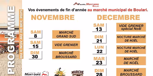\ud83c\udf89 Programme de fin d\u2019anne\u0301e au Marche\u0301 municipal de Boul