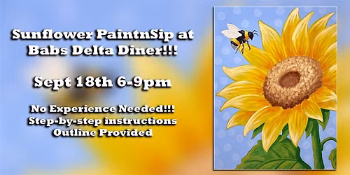 Sunflower PaintnSip at Babs Delta Diner