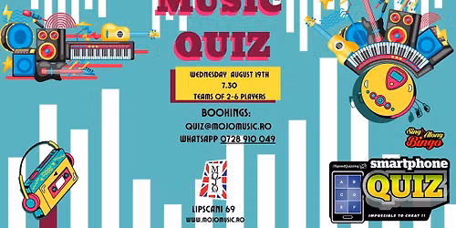 Music Speed Quiz with Sing-Along Bingo - 19th August 2026