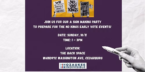 Sign Making Party for No Kings - Ozaukee Indivisible